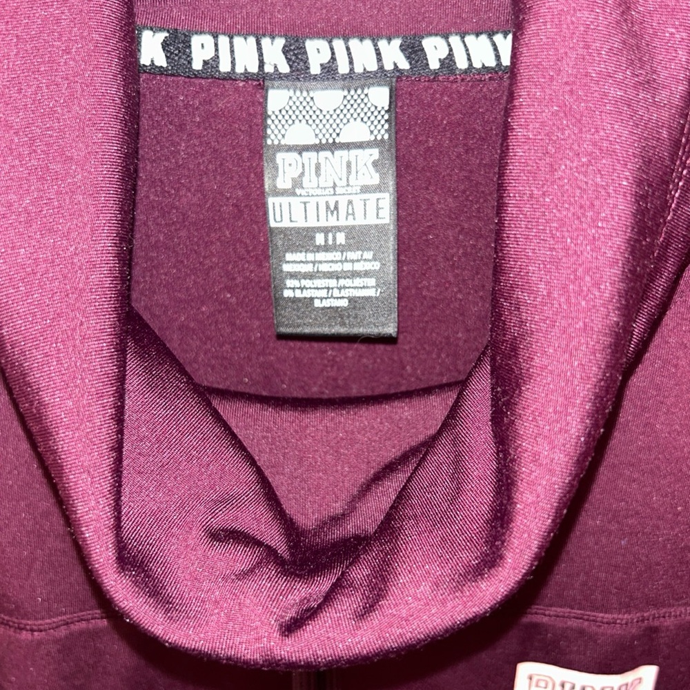 PINK Ultimate Cowl Neck Victoria's Secret Maroon with Pink Accents - Picture 2 of 8